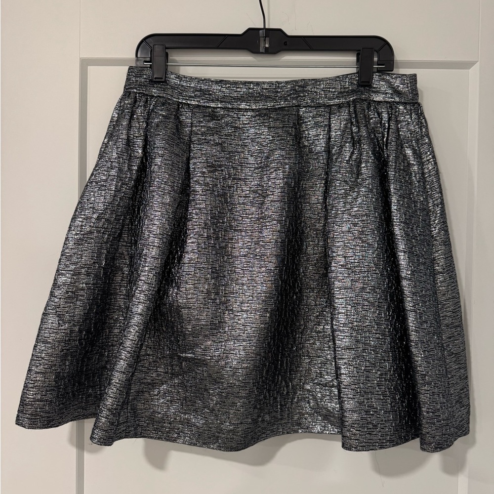 Kate Spade Metallic Silver A-Line Skirt